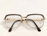 Gọng kính cổ điển dáng chân mày màu vàng tây phối màu nâu thương hiệu Paris Miki