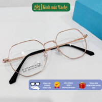 Gọng kính đa giác thời trang MACHY 6051 chất liệu Titan cao cấp siêu bền kính mắt kính cận đổi màu chống ánh sáng xanh.