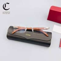 Gọng kính khoan cao cấp gọng gỗ Bubinga mạ vàng Cartier CT0052O - 009