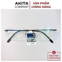 Gọng kính khoan ( Có thể thay tròng) không vành nam nữ giả cận thời trang màu Đen AKITAKT50DEN