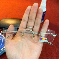 Gọng kính khoan Hợp kim TITAN màu bạc sáng kiểu dáng cổ điển KT45 Silver