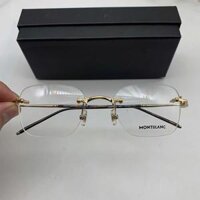 Gọng kính khoan titan nhẹ Montblanc Nhật bãi mạ vàng khoan 3 mảnh