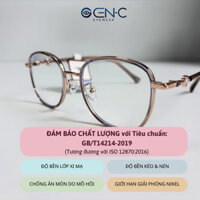 Gọng kính mắt cận GEN-C kim loại tròn - mèo phối nhựa đẹp bền chính hãng màu xám - vàng