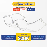 Gọng kính mắt nam nữ LILYEYEWEAR kiểu dáng đa giác tròn hiện đại chất liệu IP- Titanium cao cấp màu sắc thời trang 98532