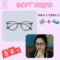 Gọng kính mắt oval tròn DARA thời trang kính cận nam nữ gọng kim loại phối nhựa siêu nhẹ CKN017