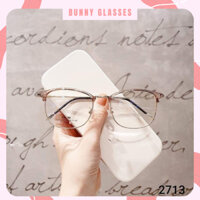 Gọng kính mắt vuông bầu chất liệu kim loại giá rẻ Bunny glasses thời trang cao cấp có thể thay mắt cận 2713