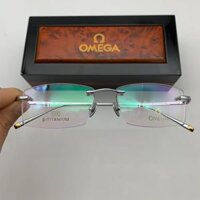 Gọng Kính Omega 511611 Mạ Vàng trắng 18K Silver Titan Khoan 3 Mảnh Fullbox