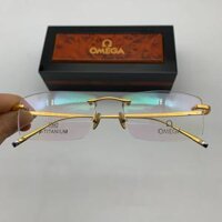 Gọng Kính Omega 511611 Mạ Vàng 18K Gold Titan Khoan 3 Mảnh Fullbox