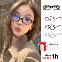 Gọng Kính Oval Tròn Ly Phạm Loại 1 Cao Cấp (Có Lắp Cận) Thời Trang Y2K Cá Tính Da Beo Giả Cận Nam Nữ MS04