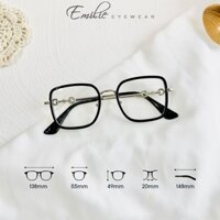Gọng kính vuông to kim loại kết hợp viền nhựa hottrend Emilie eyewear phụ kiện thời trang 21050