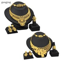 [Gongjing] 4 Cái / bộ Vòng Cổ Cô Dâu Mạ Vàng 24k Vòng Tay Vòng Tay Bộ Trang Sức Nữ Ấn Độ SG