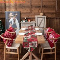 【Good】Delightful Table Runner with Christmas Prints and Charming Tassels for Your Home