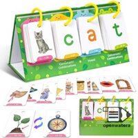 Goodgirlm1 Kids CVC Words Flashcards Phonics Flip Chart Word Builder Sight Words Hoạt động Công cụ học tập Âm ngữ Trị liệu Giáo dục đặc biệt TH