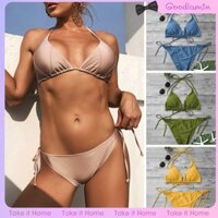 Goodlayy Bộ Bikini 2 Mảnh Hở Lưng Có Đệm Nâng Ngực Không Dây Đi Biển