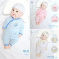 Goodmama - SET Bộ dài tay cài chéo vải tăm tặng kèm mũ, bao tay chân