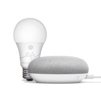 Google home mini bản smart light starter kit ( google home mini + bóng đèn thông minh )