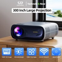 GOOJODOQ Máy chiếu WiFi 1080P 2.4GHz + 5G với giải mã 600ANSI Full HD 4K cho Windows Android