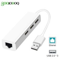 GOOJODOQ USB Sang RJ45 HUB Bộ Chuyển Đổi Ethernet 3 Cổng USB Card Mạng Lan Hub USB Dành Cho Mac IOS PC