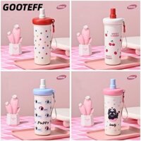 GOOTEFF Cốc hút chân không GOOTEFF, Cốc cách nhiệt 600ML bằng thép không gỉ 316, bền có nắp dây nâng Cốc trà rơm Công nhân văn phòng