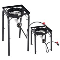 Goplus Outdoor Stove High Pressure Propane Burner Portable Gas Cooker Height Adjustable Legs Detachable Camping Cooking Stove w/Adjustable Regulato...