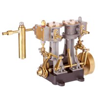 Goshfun Mini Double-Cylinder Compound Steam Engine, Science Experiment Custom Exquisite Engine with Reversing Device for DIY Model Ship Modificatio...