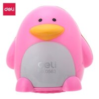 Gọt bút chì Deli - hình chim cánh cụt 2 lỗ - Đen Xanh Trắng Hồng - 1 cái E0563