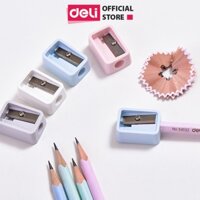 Gọt bút chì mini Deli - Hồng, Cam, Xanh dương, Xanh lá - 1 cái màu ngẫu nhiên - Chất liệu ABS bền bỉ, lưỡi dao không ghỉ - 4 chiếc màu pastel