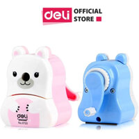 Gọt bút chì quay tay Deli 722 Hình gấu, Chính hãng, lưỡi dao gọt to, dễ gọt bút chì, khó gãy ngòi bút