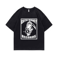 Goth Tiền Kỷ Lục In Áo Đầu Lâu Đồ Họa Áo Nam Thời Trang Gothic Tay Ngắn Nam Hip Hop Quá Khổ Cổ Tròn