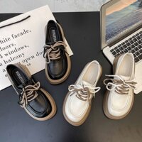 Gothic Nữ Mũi Vuông Giày Oxford Mới Phong Cách Hàn Quốc Đế Dày Đế Cao Tăng Chiều Cao Giày