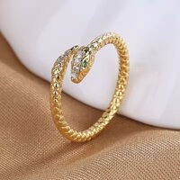 Gothic Pha Lê CZ Họa Tiết Rắn Nhẫn Động Vật Có Thể Điều Chỉnh Mở Nhẫn Bò Sát Cho Nam Nữ Thời Trang Punk Trang Sức Quà Tặng Sinh Nhật