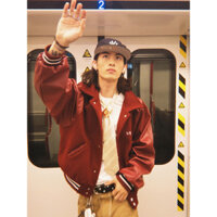 Gothru Mỹ retro nam nữ thêu đồng phục bóng chày mùa thu rượu vang đỏ áo khoác da PU