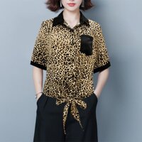 GOTI  Áo Kiểu Nữ Thời Trang Công Sở - Áo Sơ Mi Trắng Nữ Dáng Rộng Kiểu Áo Lụa Nữ Cao Cấp 3A10 - DA BEO- PHỐI TÚI 3A10 - L 48-55KG