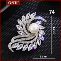 GOTI - Charm Cài Áo Thiên Nga Kiểu Tag Cài Váy Đẹp Thanh Lịch Dành Cho Nữ Kiểu Dáng Hoa Cao Cấp Đa Dạng CA21 - 74 - LỐC XOÁY TRẮNG - CA21