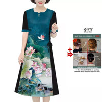 GOTI – Đầm Dự Tiệc Trung Niên Suông Bigsize Giấu Bụng Cao Cấp Cho Mẹ U50 U60 3333