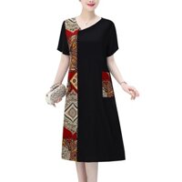 GOTI Đầm trung Niên Dáng Suông Dài Tay Ngắn Form Chữ A  Big Size Cho Mẹ U50 U60 3326 3283