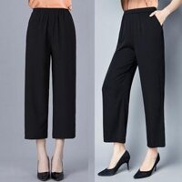 GOTI - Quần Lững Nữ Trung Niên Cao Cấp Kiểu Lưng Thun Co Giãn Nhẹ Nhiều Size Nhiều Màu Đen 3Q39 - ĐEN - 3Q39,L 53-60KG