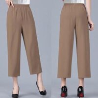 GOTI - Quần Lững Nữ Trung Niên Cao Cấp Kiểu Lưng Thun Co Giãn Nhẹ Nhiều Size Nhiều Màu Đen 3Q39 - RUỐC - 3Q39,L 53-60KG