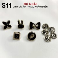 GOTI  - Set Bộ 5 Món Pin Cài Áo Siêu Hot, Hoặc Set Bộ 3 Trâm Cài Trang Trí Cổ Áo, Váy Đầm, Balo, Nón SET02 - S11