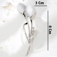 GOTI - Set Ghim Cài Áo Hình Hoa Cao Cấp Sang Trọng Kiểu Charm Trang Trí Váy Đầm Dành Cho Nữ  - Ghim Cài Áo Cao Cấp SET05 - 18.HOA TULIP TRẮNG