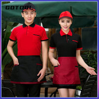 [Gotool] Đồng phục ngắn tay thoáng khí bằng cotton nguyên chất đồng phục nhân viên đồng phục làm việc nhà hàng khách sạn quán cà phê khách sạn phục vụ Lẩu nhà hàng thức ăn nhanh công việc của nam và nữ unif