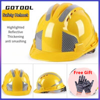 [Gotool] Mũ bảo hiểm an toàn Công trường xây dựng thông gió phản quang Nam tiêu chuẩn quốc gia dày kỹ thuật xây dựng ABS Mũ bảo hiểm in mũ bảo hiểm bảo vệ tùy chỉnh