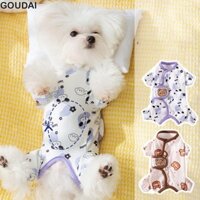 Goudai Puppy Quần áo bốn chân mềm mại cho thú cưng Bộ đồ ngủ chống lạnh cho mùa thu đông