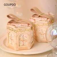 Goupdo 10 Cái Hộp Quà Tròn Vui Vẻ Đi, Hộp Quà Tặng Băng Đảng Tắm Đám Cưới Cho Bé, Đồ Dùng Sinh Nhật Tay Cầm Da Cracker Gói Kẹo Điều Trị Trẻ Em