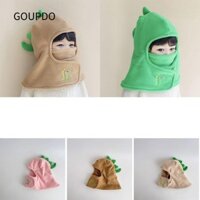 Goupdo Mũ bảo vệ chống gió, Khăn choàng một mảnh sang trọng Mũ chui đầu sang trọng, Khăn quàng cổ cho bé Khăn quàng cổ khủng long ấm áp cho bé Trẻ em