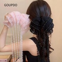Goupdo Tua Rua Vuốt Tóc, Dụng Cụ Tạo Kiểu Thanh Lịch Nơ Kẹp Tóc, Lưới Mũ Hoa Vuốt Kẹp Nữ Cô Gái