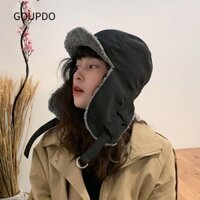 Goupdo Winter Ushanka, Mũ cưỡi máy bay ném bom dày ấm áp, Bảo vệ tai chống gió Mũ Lei Feng Nga