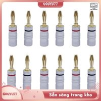 [Gouyu77] 12 Đầu nối giắc cắm âm thanh 4mm Đầu nối giắc cắm chuối Đầu nối giắc cắm âm thanh, Đầu nối loa khóa vít kép màu vàng 24K Dễ sử dụng