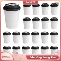 [Gouyu77] Cốc cà phê dùng một lần hai lớp có nắp, Cốc giấy cách nhiệt cho đồ uống nóng, Hoàn hảo cho đồ ăn mang đi & phục vụ