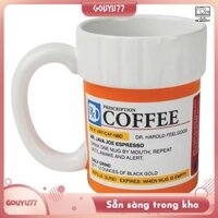 [Gouyu77] Cốc cà phê gốm, Cốc mô hình chai thuốc, Cốc cà phê theo toa, Cốc đựng thuốc gốm, Hình dạng mới lạ độc đáo